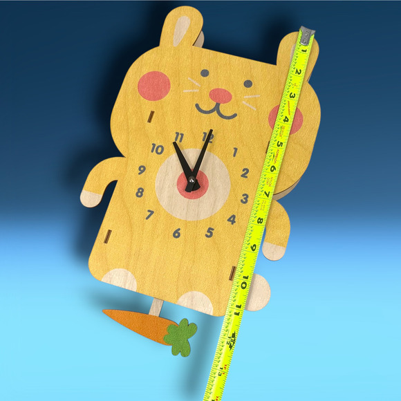 NEW Modern Moose Co. Balsa Wood Rabbit Pendulum Wall Clock Boxed PCPEN02 NWT - Picture 7 of 9